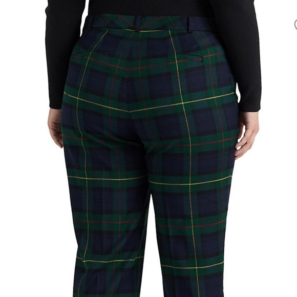 LAUREN Ralph Lauren Plus Size Plaid Pleated Twill Ankle Pants - Picture 4 of 14